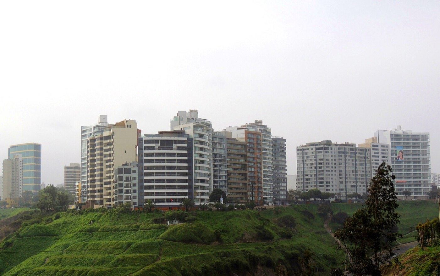 Apartment towers along the Miraflores cliffs in Lima